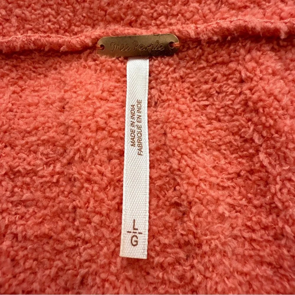 FREE PEOPLE Cabin Fever Pullover Top Sweater In Coral Size Large